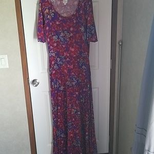 Lularoe Ana Maxi Dress, sz XL, purple w paisley